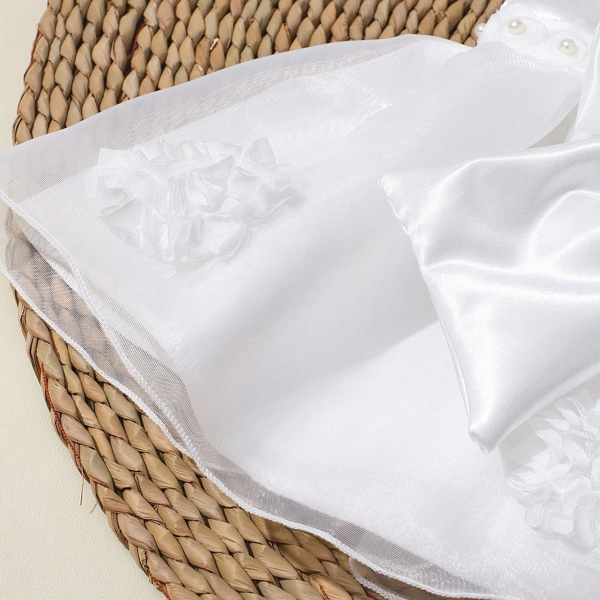 Ylsteed 2Pcs Set White Newborn Girl Dress For Photo Shooting Big Bowknot Baby Photography Dress With Pearl Headband - Image 5