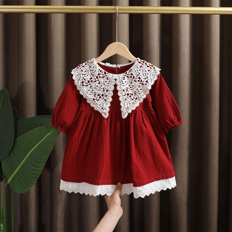 Spring baby girl clothes lace long sleeve dress costume for toddler girl baby birthday kids clothing straight long dresses dress - Image 5