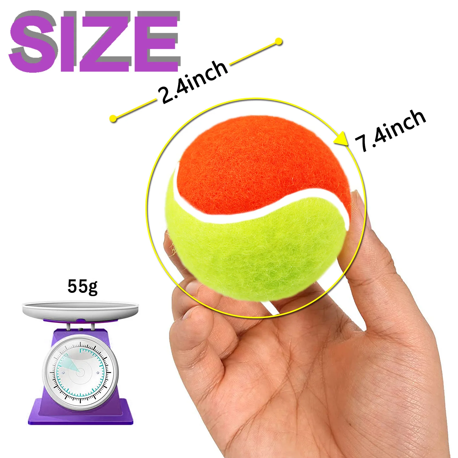 Tennis Balls for Kids 6pcs Soft Elastic Low Compression Pressureless Training Ball with Carry Bag for Youth Beginner Practice - Image 2