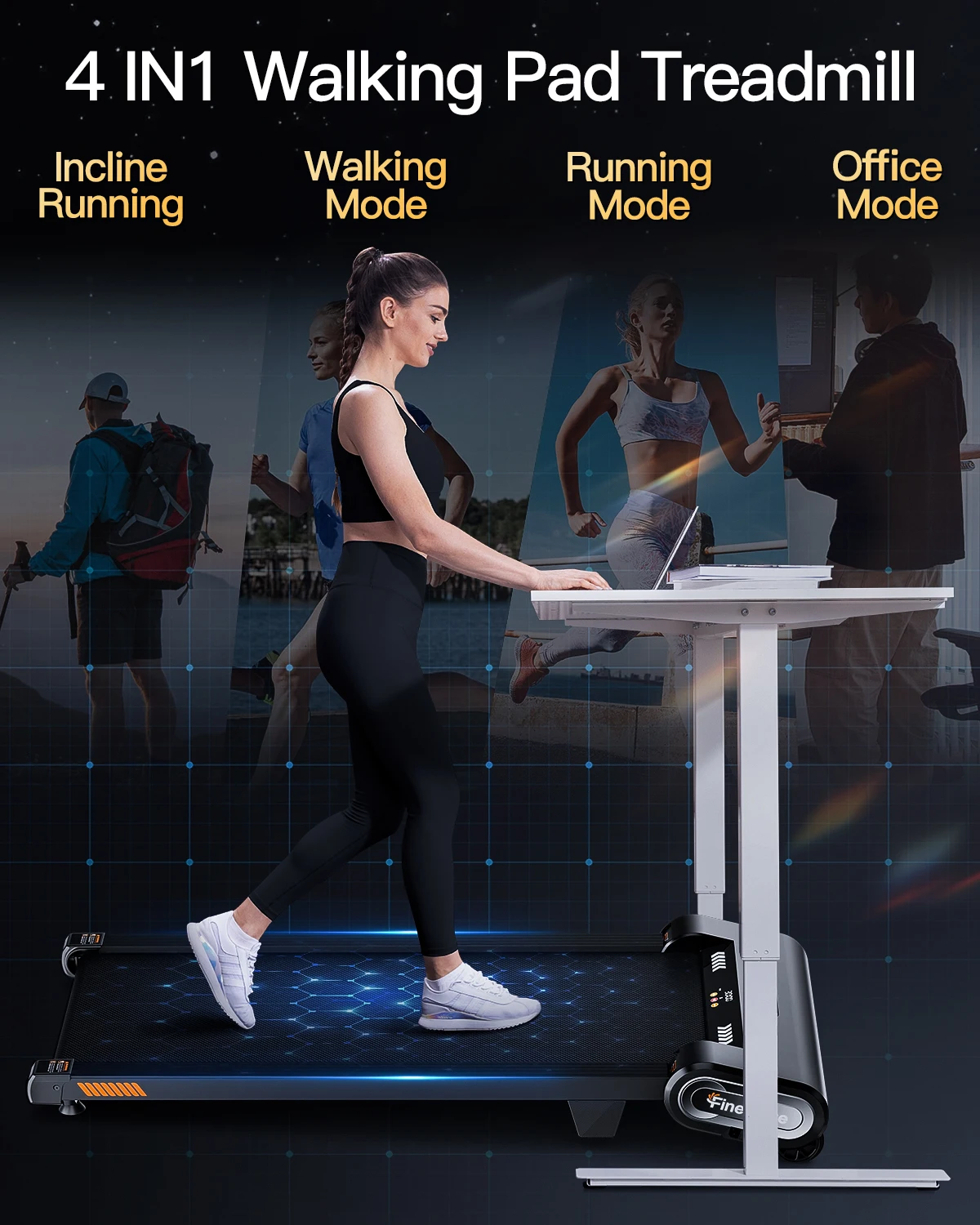 Under Desk Treadmill with Auto Incline,Walking Pad Treadmill 6-Level 13% Auto Incline,2.5HP Portable Treadmills for Home&Office - Image 2