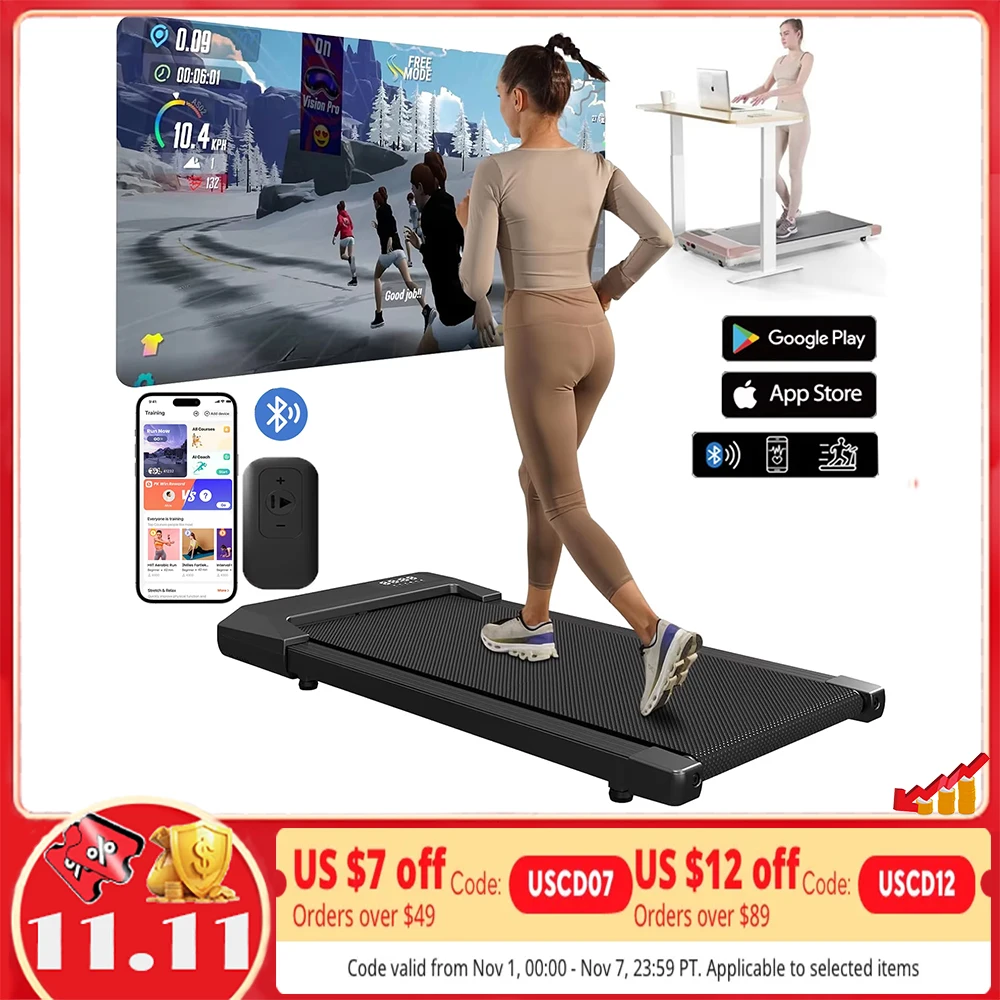 300lbs Treadmill for Home 2.5HP Treadmills Walking Pad LCD Digital Data Display 2in1 Walking Running Fitness Exercise Machine