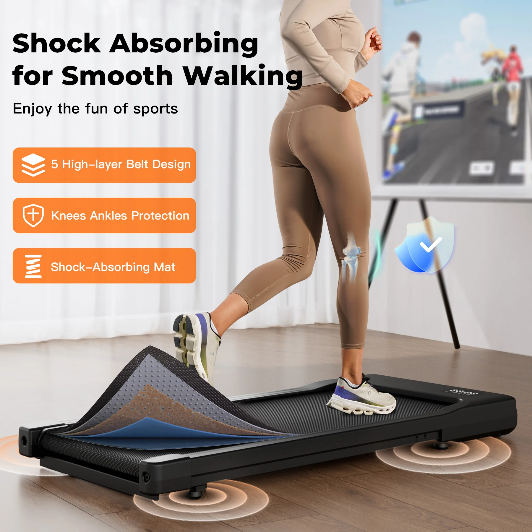 Walking Pad Under Desk Treadmill 2 in 1 Portable Treadmill with Remote Control LED Display 2.5HP Walkingpad for Home&Office - Image 2