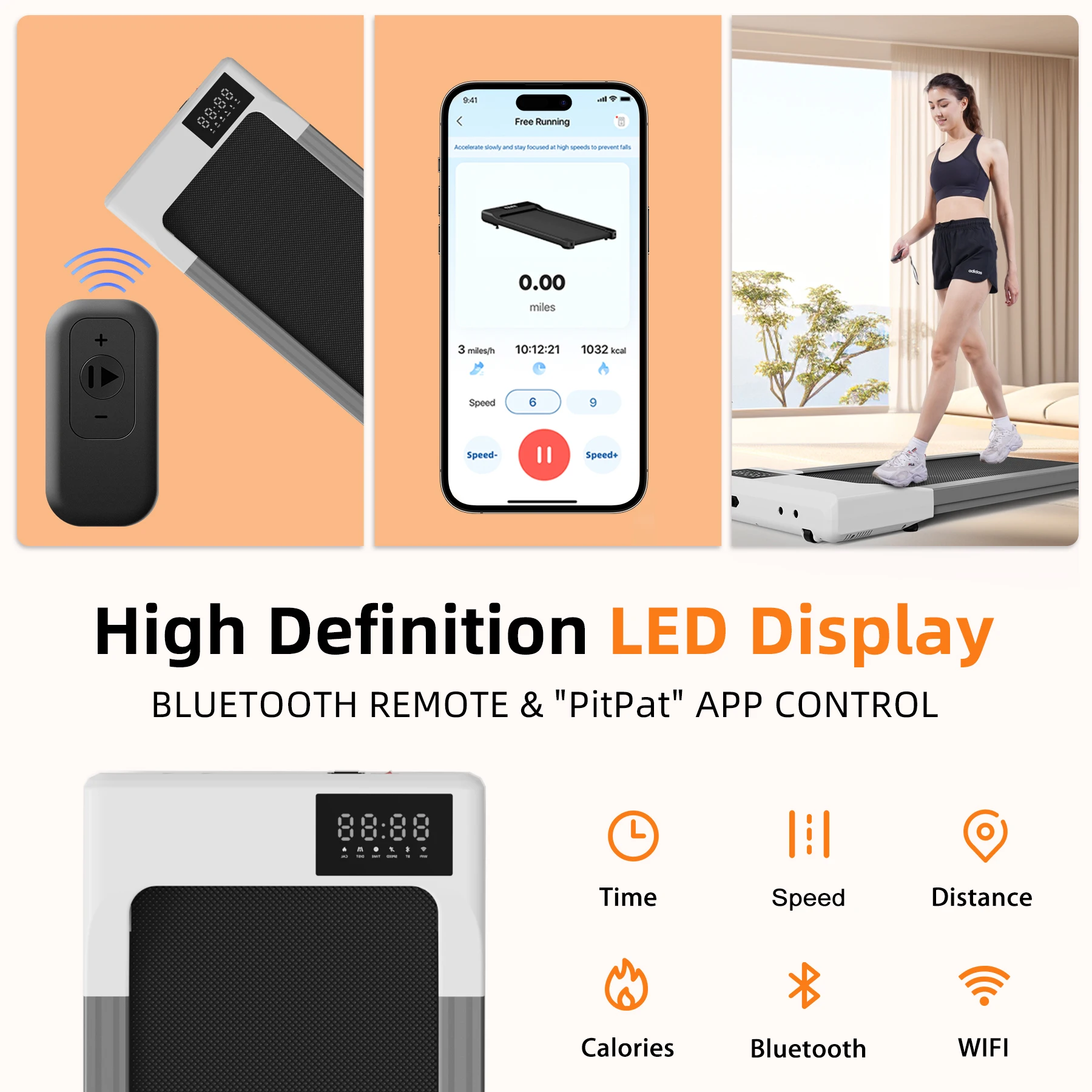 Treadmills 39.37inch Running Belt 2in1 Under Desk for Home Office Treadmill Walkingpad 2.5HP Romote Control 5MPH Exerice Machine - Image 5