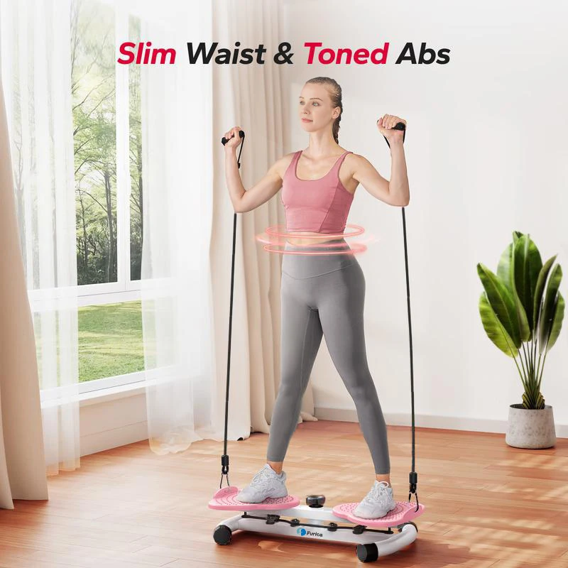 1 Piece 20.8*13Inch Sports Exercise Waist Twisting Board with Ring Resistance Band, Aerobic Waist Twisting Board, Waist Trainer, Suitable for Both Men and Women, Can Fitness at Any Time in the Living Room, Courtyard, Christmas and Halloween Gifts