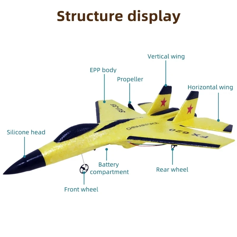 SU35 RC Plane FX620 FX820 2.4G Remote Control Flying Model Glider Airplane With LED Lights Aircraft Foam Toys For Children Gifts - Image 5