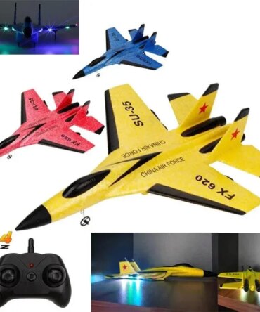 SU35 RC Plane FX620 FX820 2.4G Remote Control Flying Model Glider Airplane With LED Lights Aircraft Foam Toys For Children Gifts