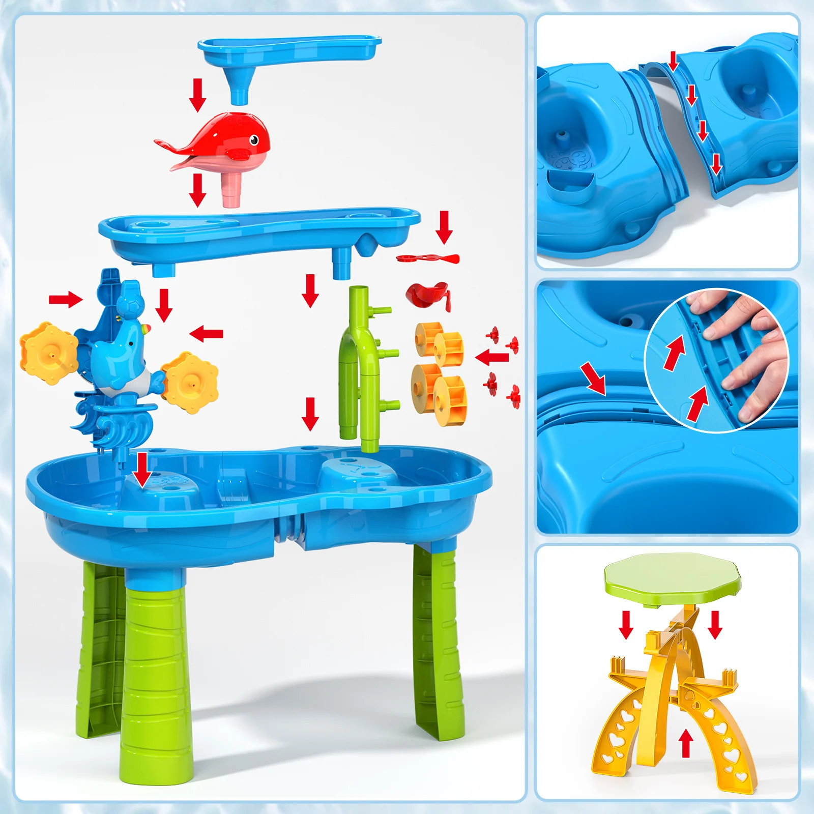 Sand and water table children's beach fun diy outdoor sand table toy set for 3-5 year old boys and girls - Image 5
