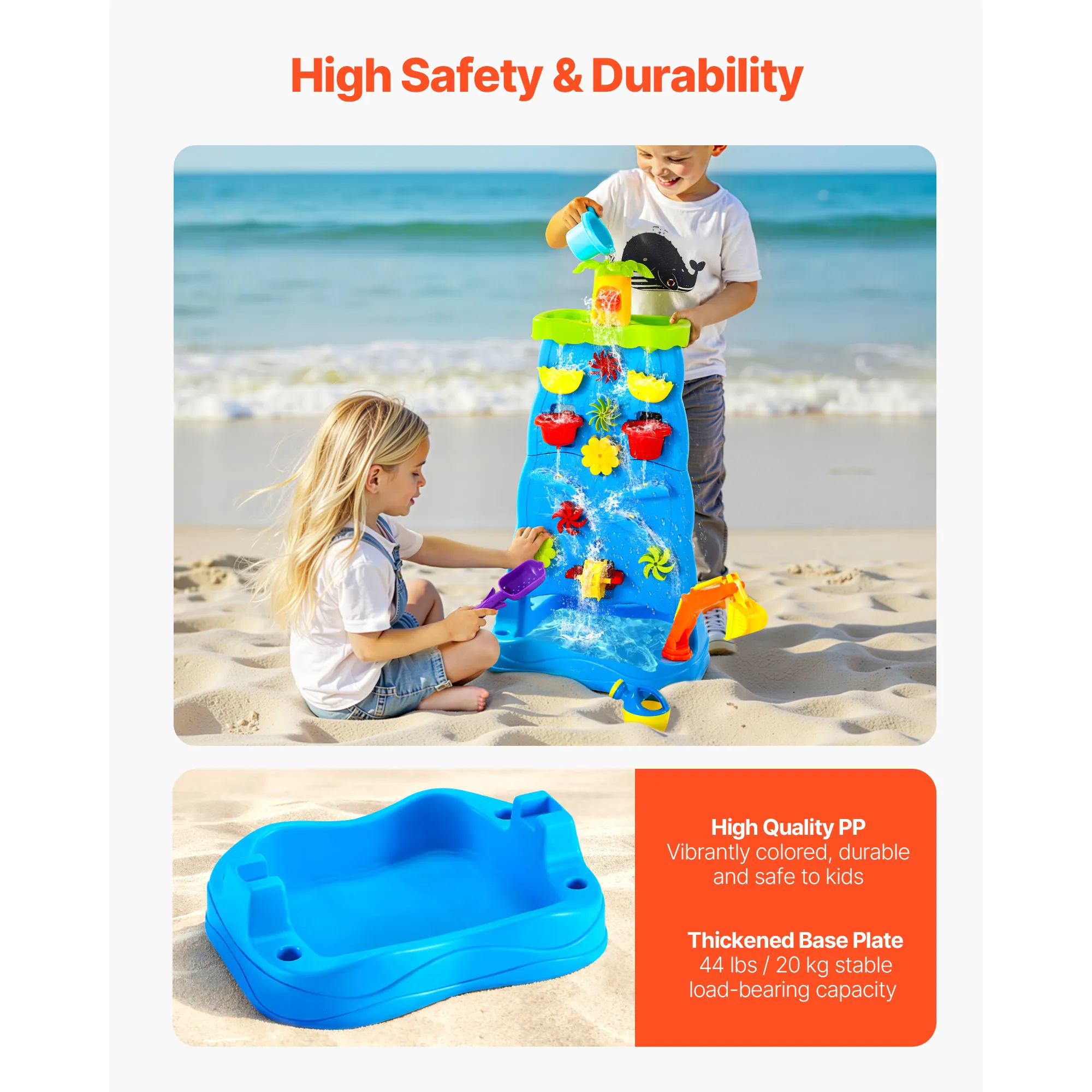 SucceBuy Water Play Table Kids Outdoor Beach Toy with 37PCS Accessories Double-Sided Summer Sand Platform for Children Gifts - Image 4