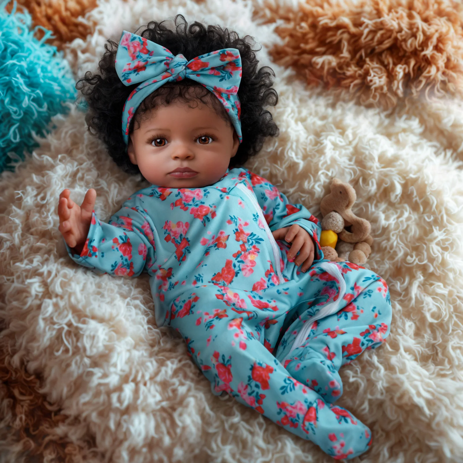 Reborn Baby Dolls 20 inch African American Black Newborn Baby Dolls Real Life Baby Dolls with Toy Accessories Gift Set for Kids - Image 4