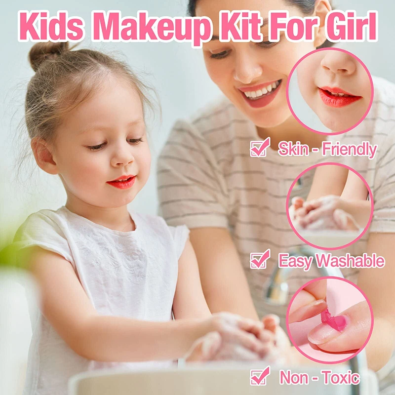 Girls Real Makeup Kit Washable Princess Play Makeup Set Kids Toys Safe Non Toxic Girls Pretend Play Birthday for Kids Gifts - Image 4