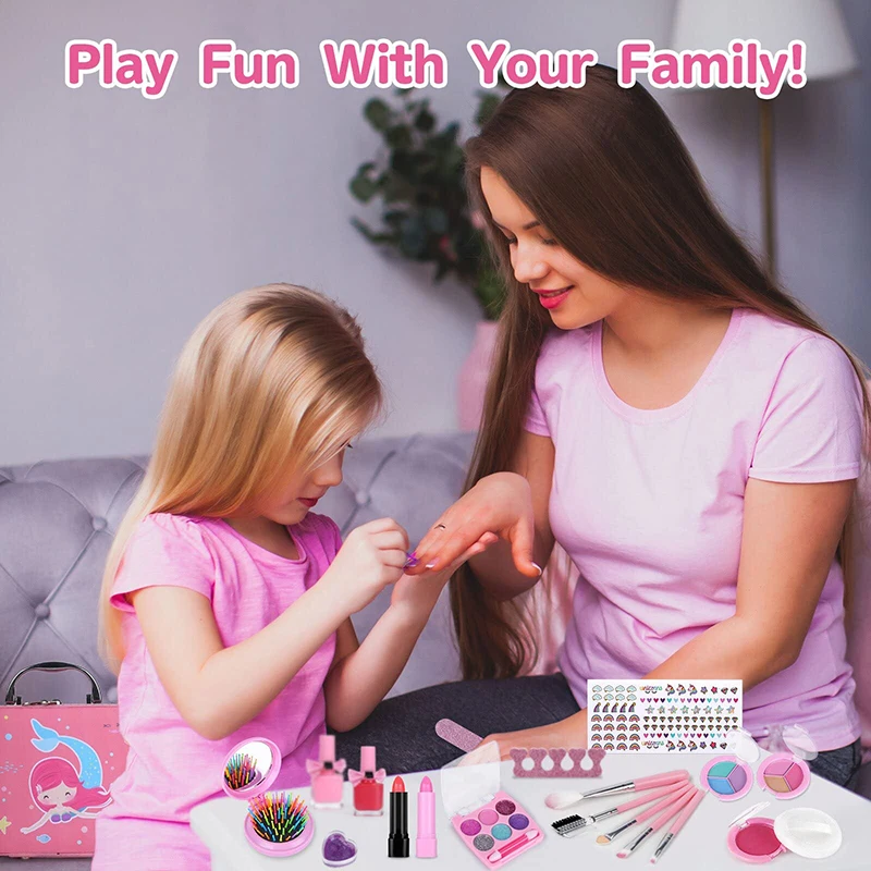 Girls Real Makeup Kit Washable Princess Play Makeup Set Kids Toys Safe Non Toxic Girls Pretend Play Birthday for Kids Gifts - Image 3