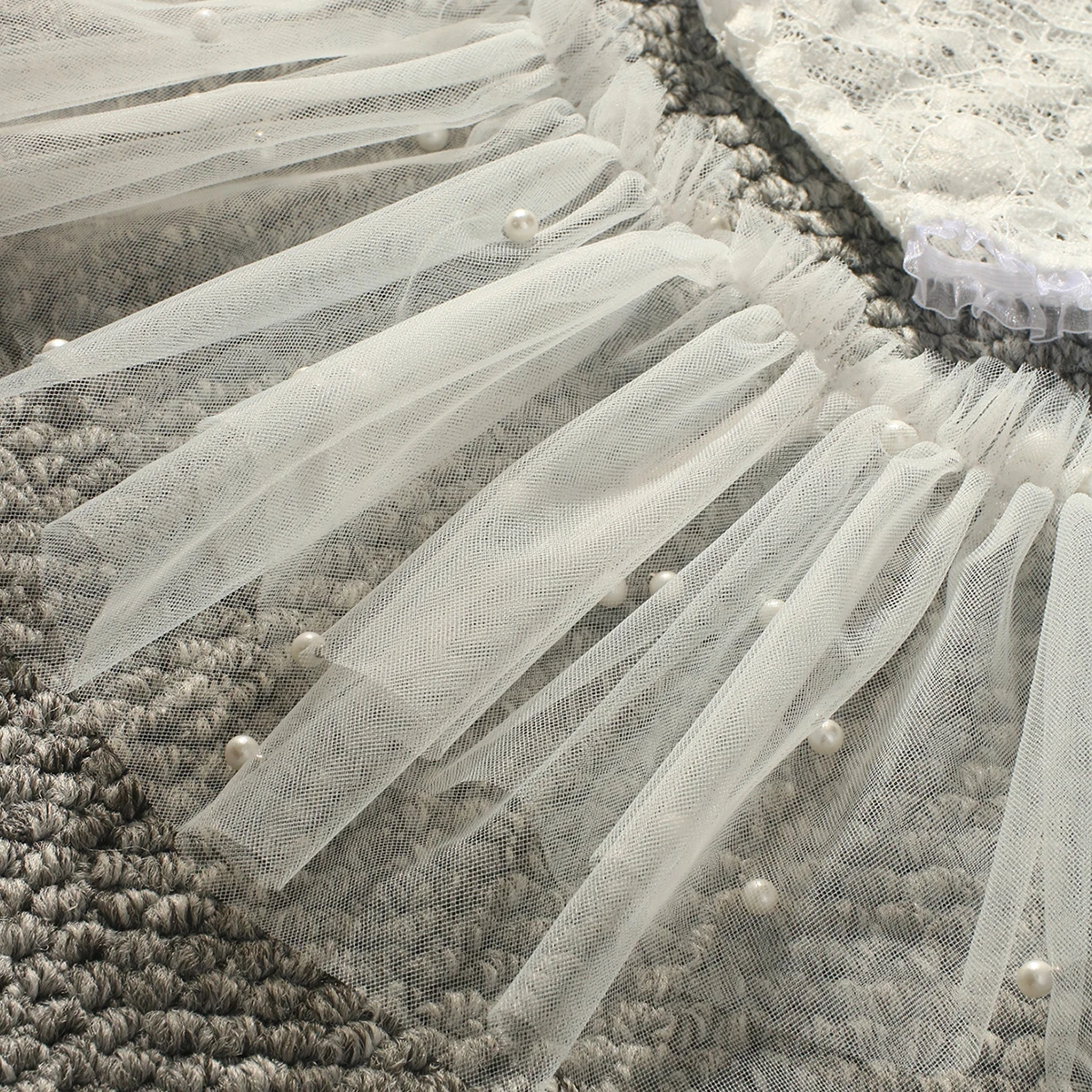 Ylsteed White Newborn Lace Photography Outfits Baby Girl Lace Romper with Pearl TUTU Skirt and Headband Infant Photo Shoot Prop - Image 5