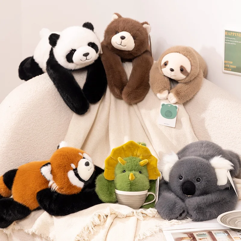 30-65cmKawaii High Quality Forest Animal Plush Doll Pillow Soft Long-arm Raccoon Dinosaur Sloth Panda Koala Plush Toy Home Decor - Image 5