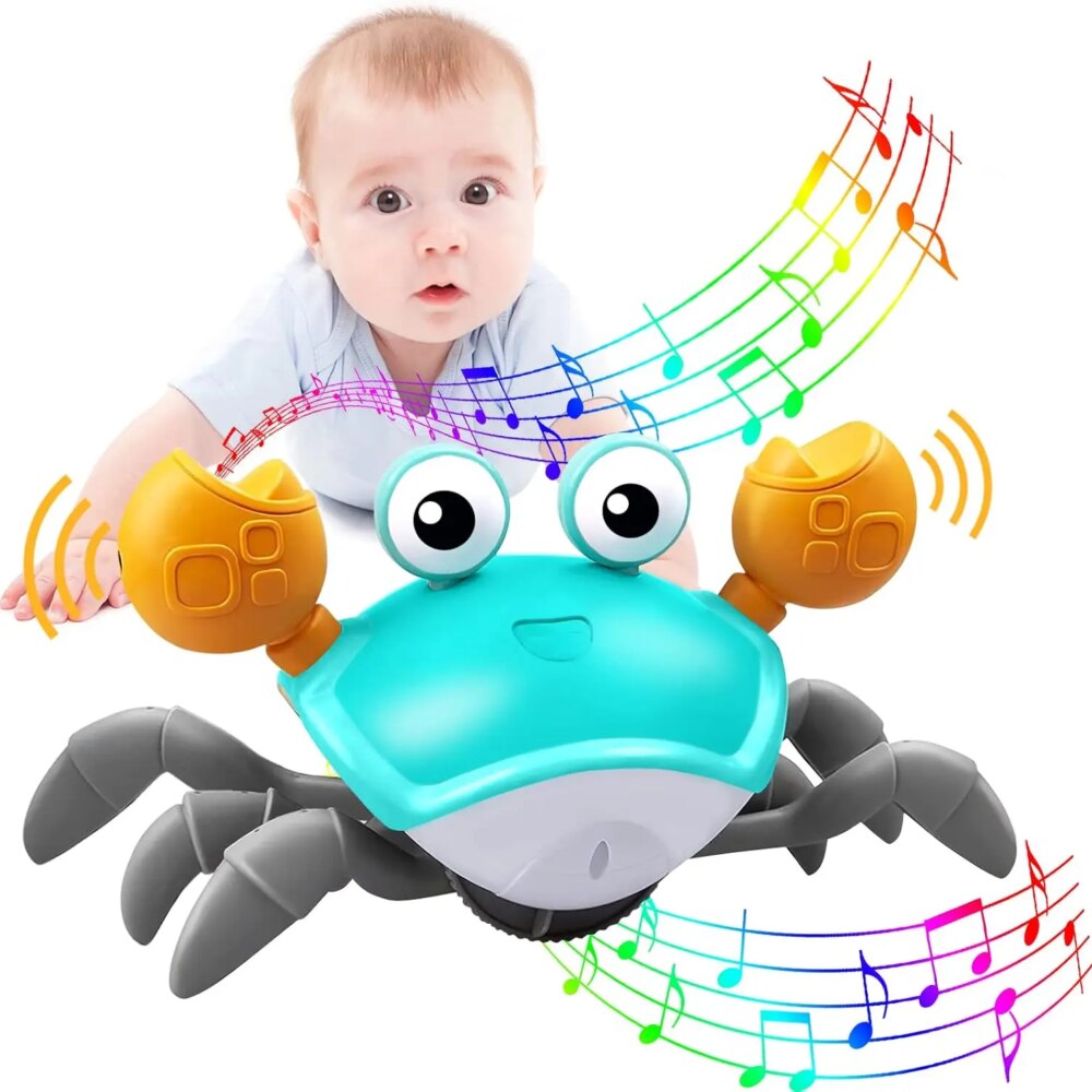 Induction Escape Crab Electric Pets Musical Toys Toddler Crawling Baby Walker Crab Interactive Toys for Children Gifts