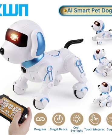 ZWN RC Robot Electronic Stunt Dog Toys Voice Command Programmable Touch-sense With Music Song Robot Dog for Children's Gifts