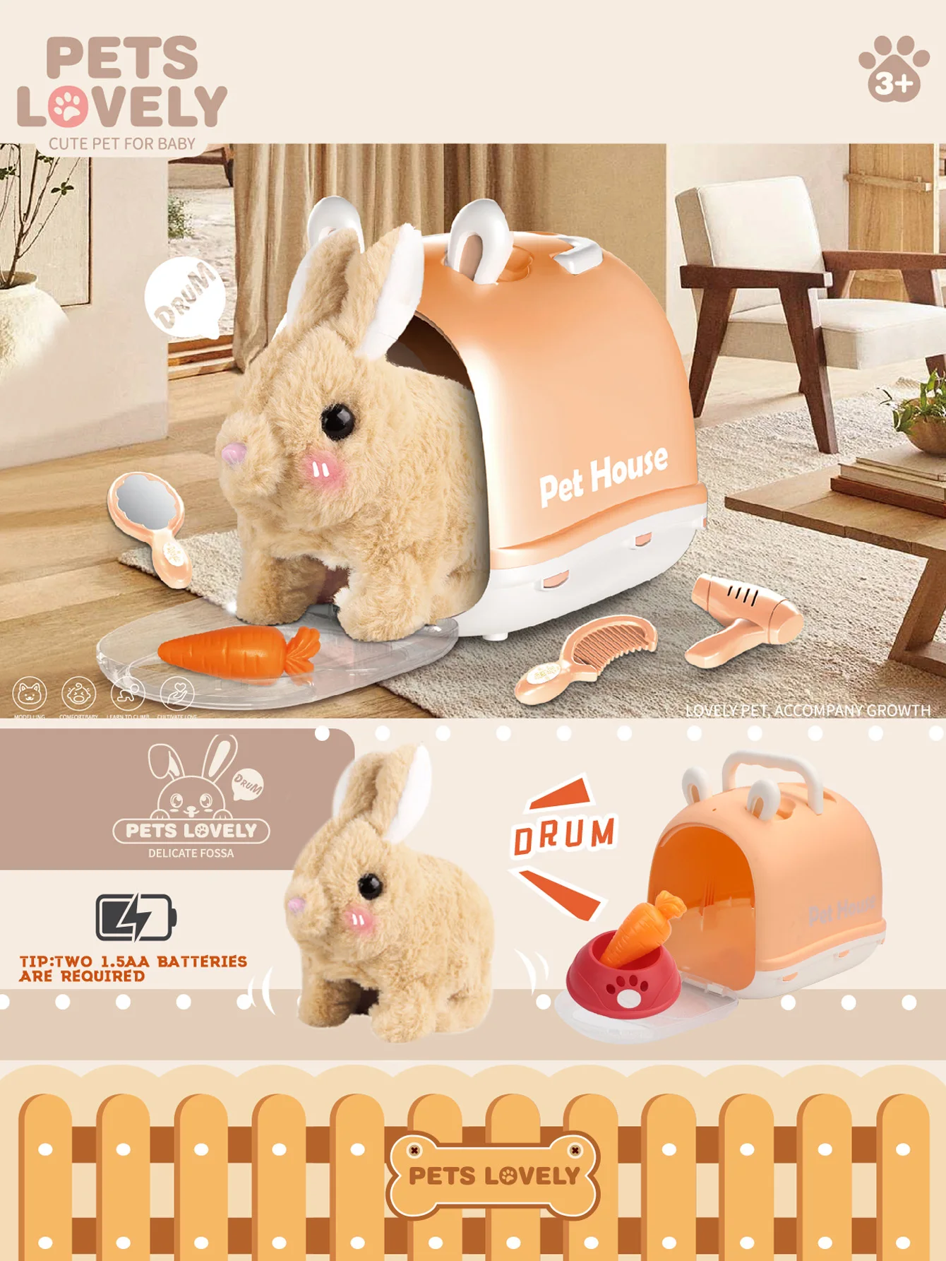 Plush Toy Puppy / Bunny Electronic Interactive Toys - Walking, Barking, Wagging Tail, Kids Toddler Companion Animals. - Image 2