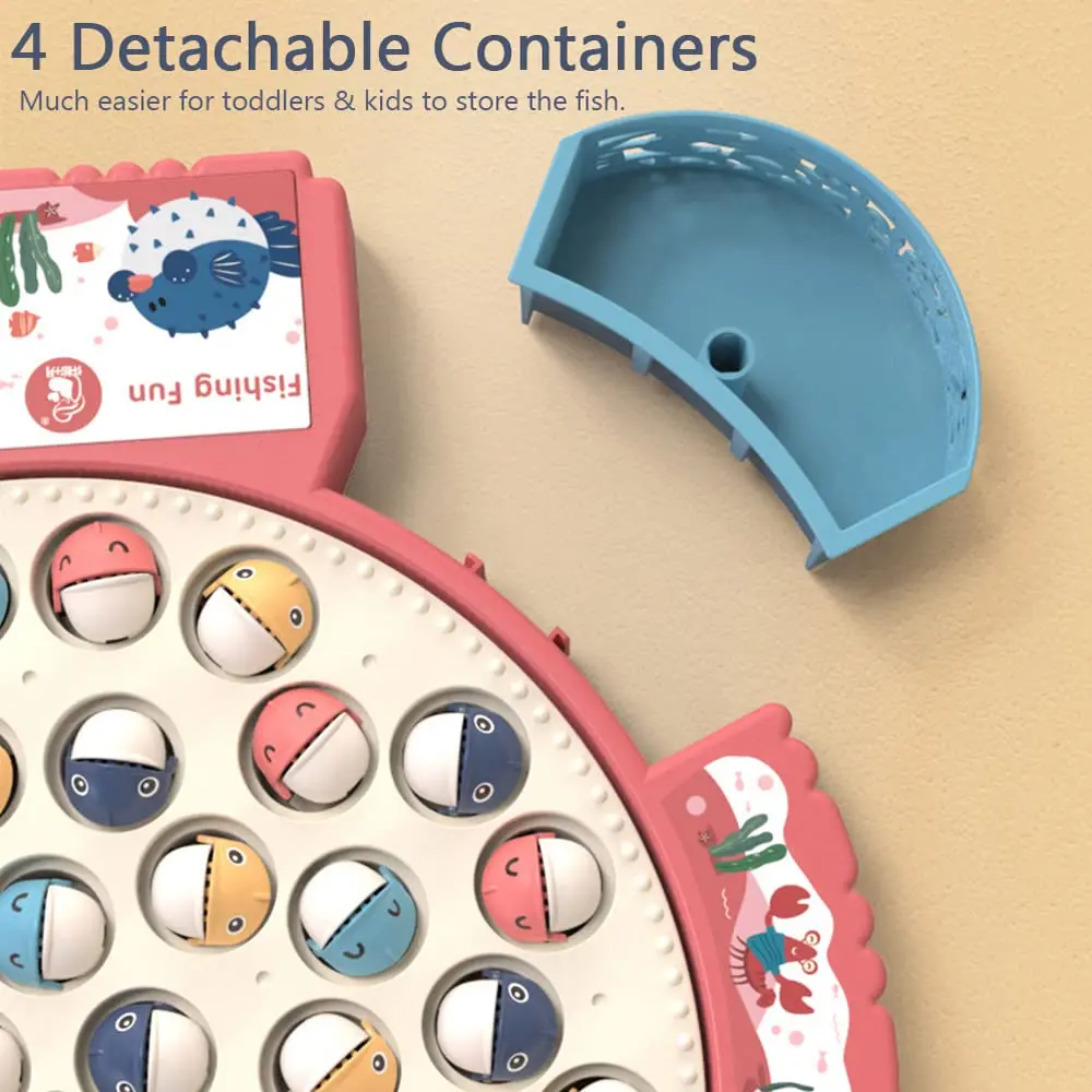 Magnetic Fishing Game for Kids Toddlers,Rotating Pond Toy with Music & Lights,Montessori Learning Toys,Child Board Games Gifts - Image 4