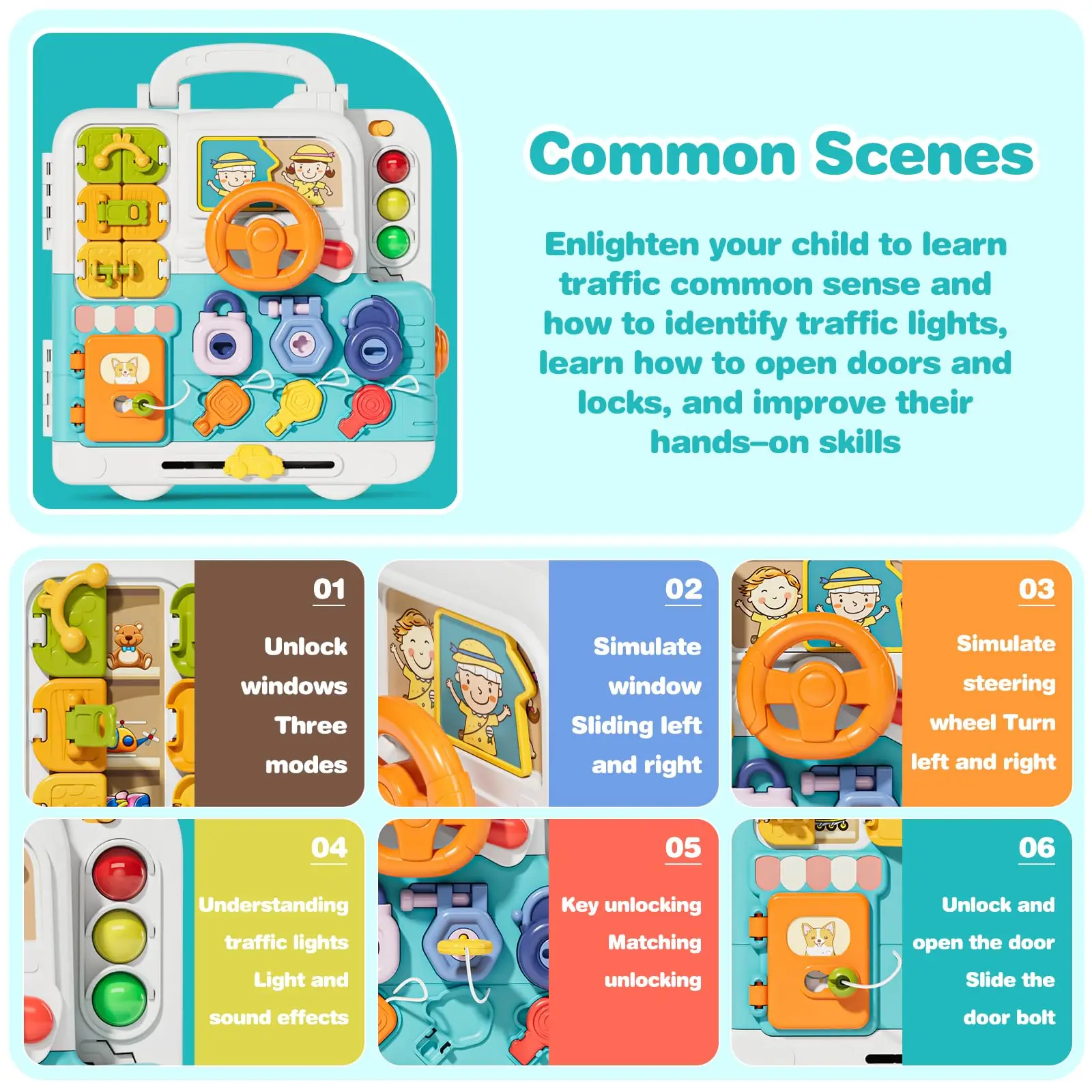 Toddler Musical Busy Board Kids Learning Sensory Toys Portable Montessori Toys Gift For Aged 1-3 Boys Girls - Image 4