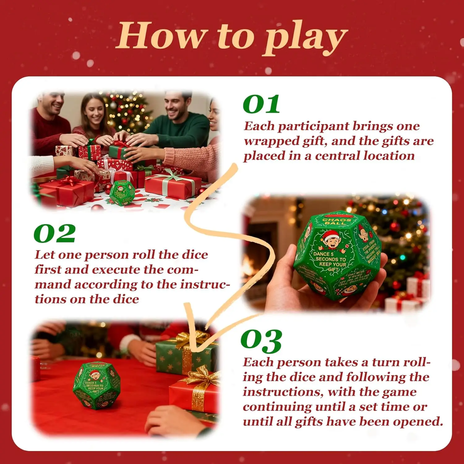 Spark Joy! 2025 Santa Gift Exchange Dice - The Ultimate Stocking Stuffer for All Ages & Memorable Xmas Party Game for Friends. - Image 4