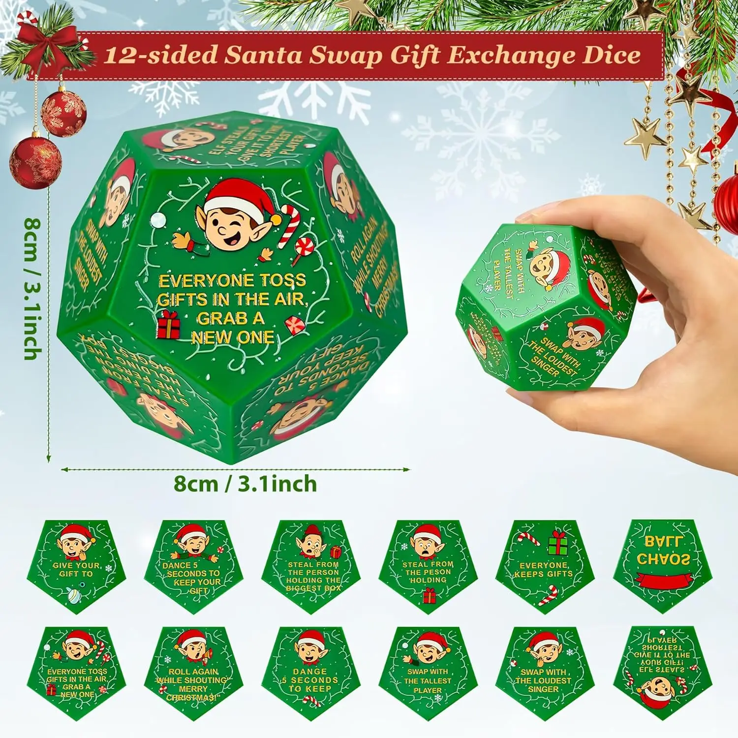 Spark Joy! 2025 Santa Gift Exchange Dice - The Ultimate Stocking Stuffer for All Ages & Memorable Xmas Party Game for Friends. - Image 2