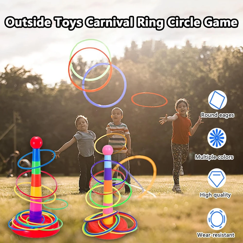 Colorful Plastic Sport Ring Toss Game Set for Kids, Outside Toy Family Christmas Party Games Gifts, Kids Sports Educational Toys - Image 6