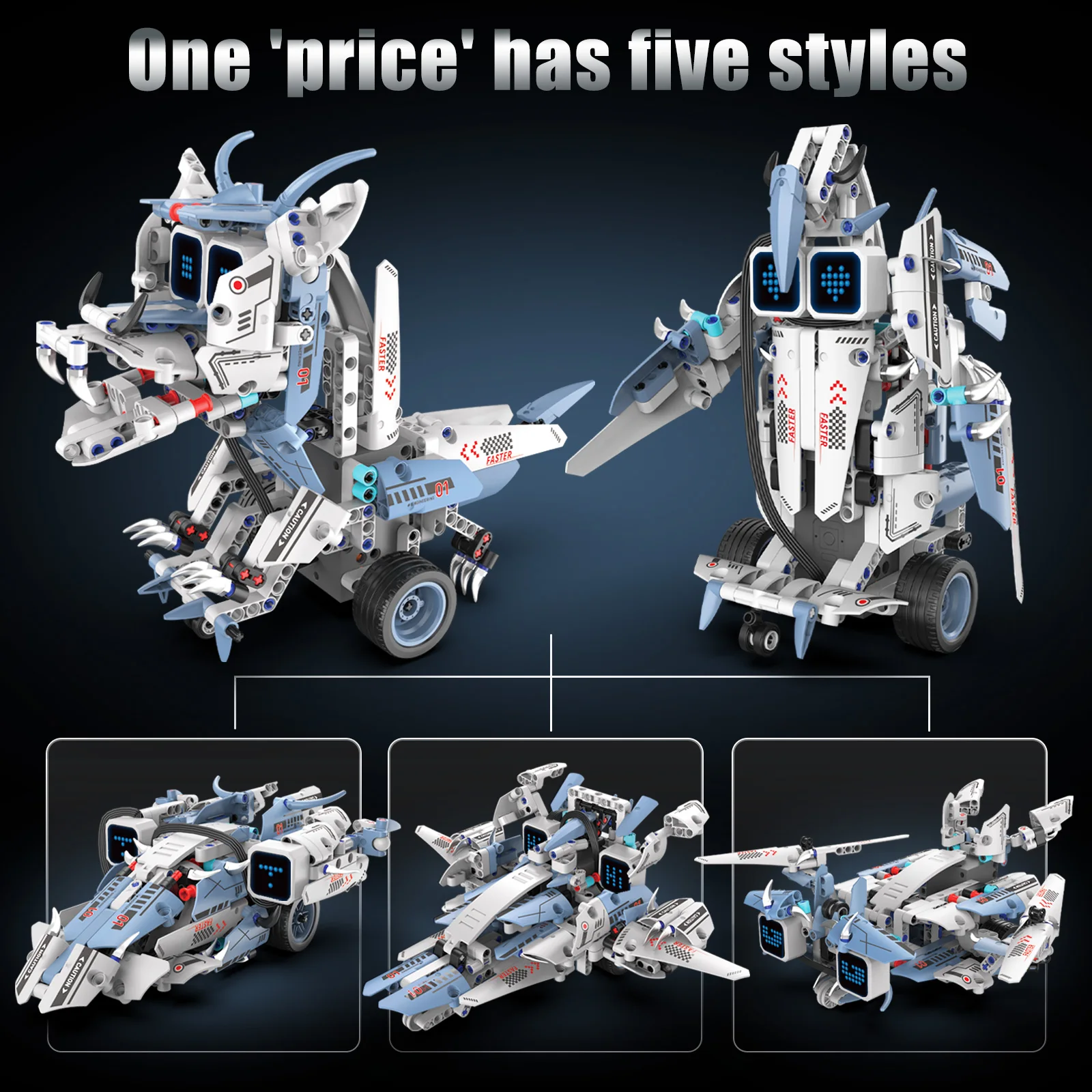 96229 342PCS Fire Breathing Dragon 5-in-1 Programmable Robot Building Kit with Smart Screen STEM Educational Coding Toy - Image 3