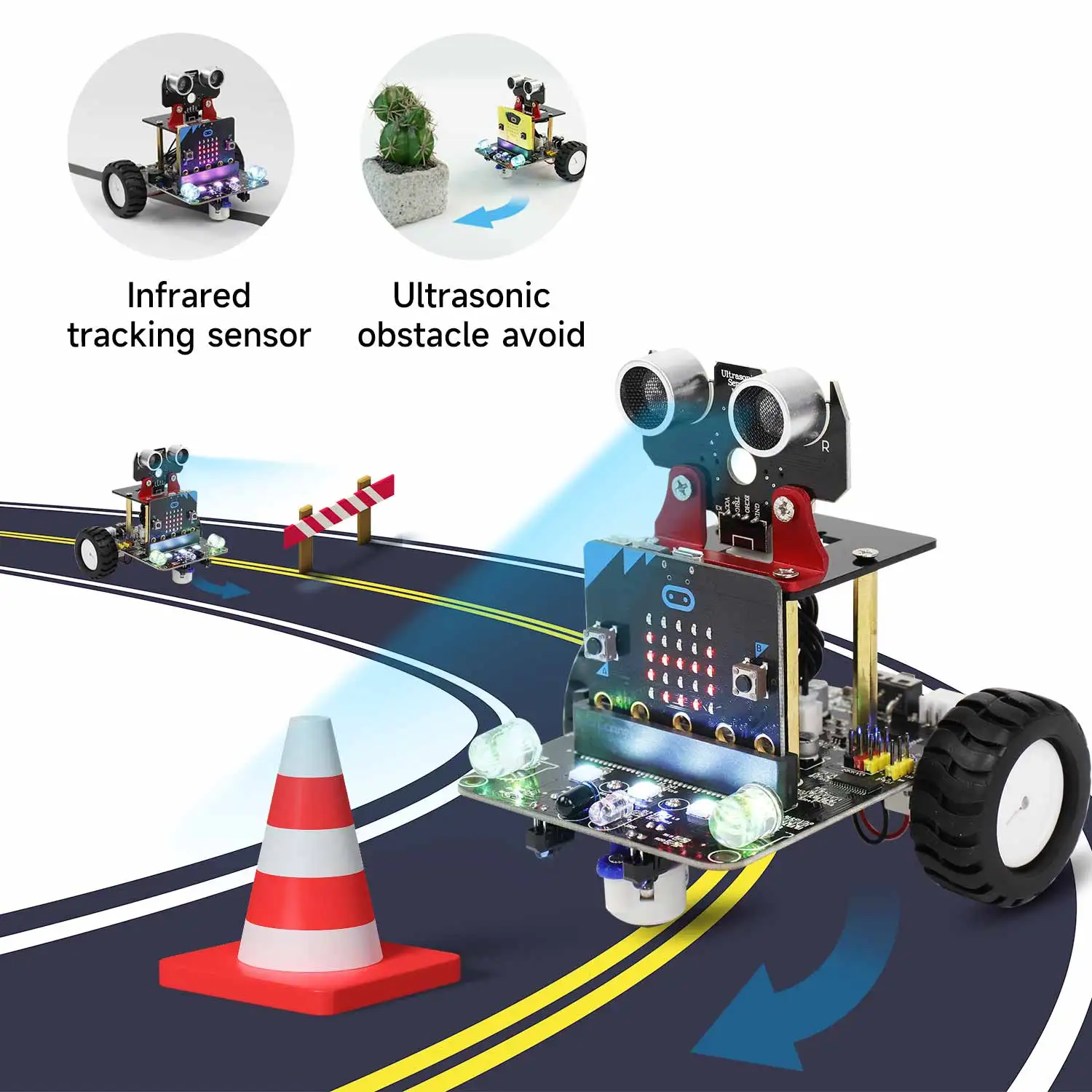 Yahboom Programmable Robot Smart Car for Kids Gift Education DIY Learning Coding Kit APP IR Control Compatible with Microbit V2 - Image 3