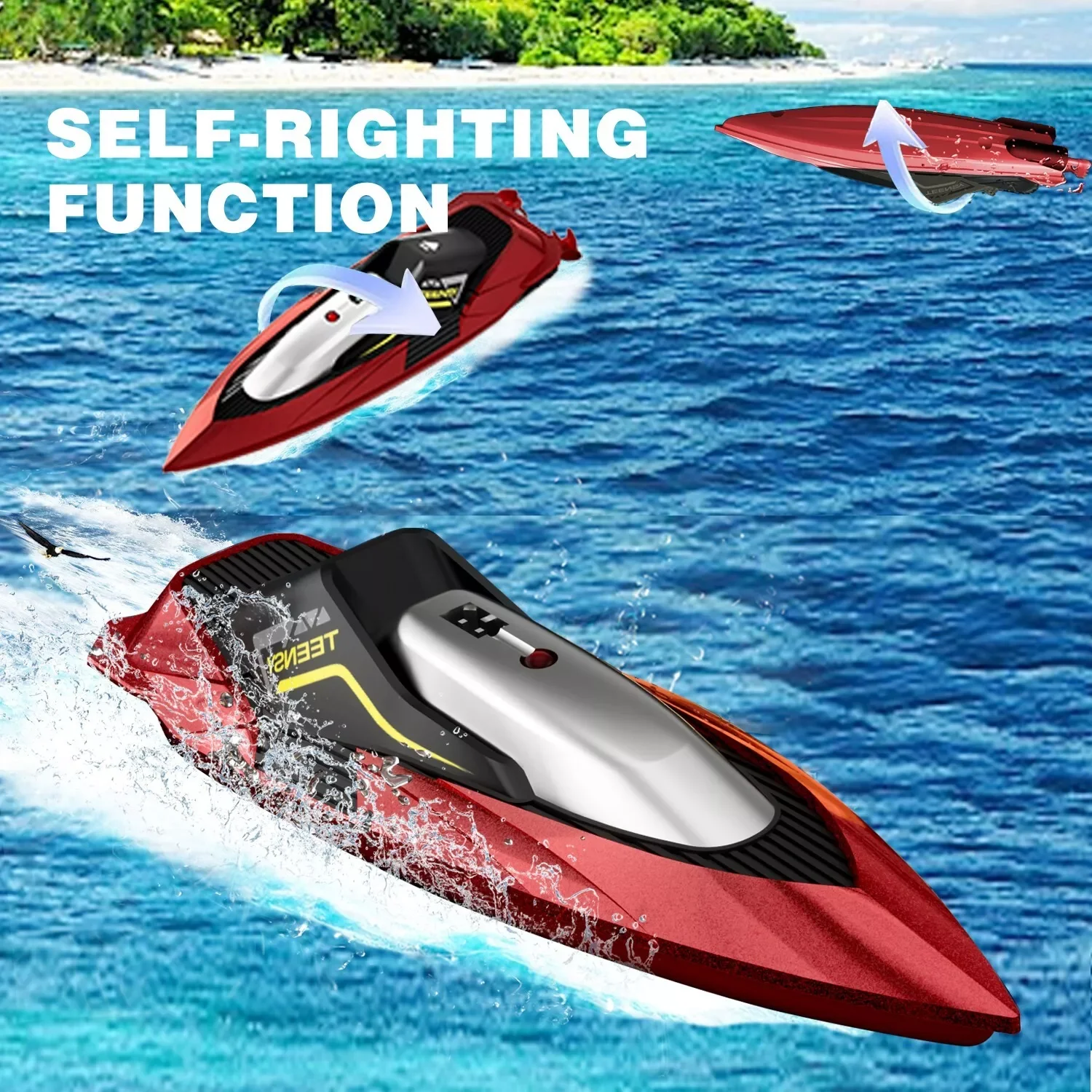 4DRC S5 RC Boat for Pools and Lakes, 2.4 GHz 20+ MPH Racing Boats, Rechargeable Battery,Low Battery Alarm,Gifts - Image 3