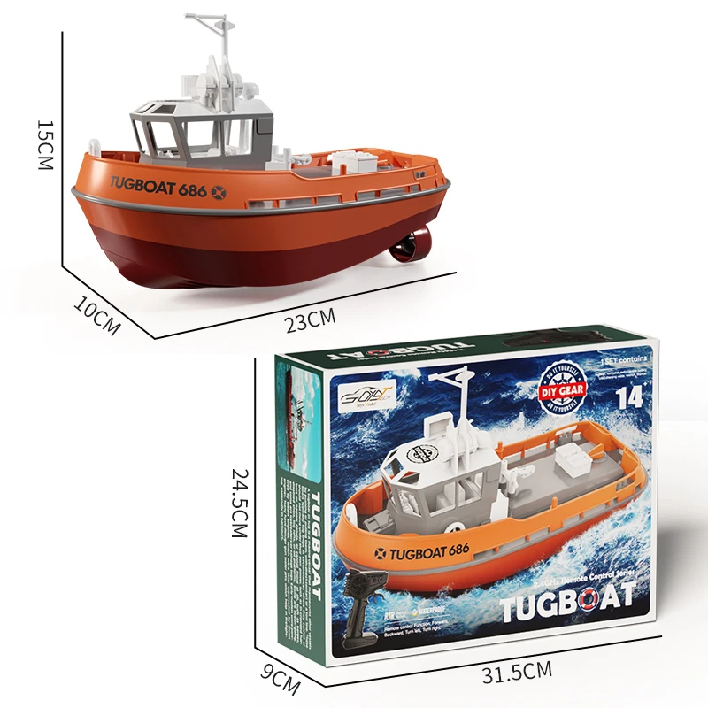 NEW 686 RC Boat 1/72 Powerful Dual Motor Wireless Radio Control Shipboat 2.4G Electric Remote Control Tugboat Model Toys for Boy - Image 3