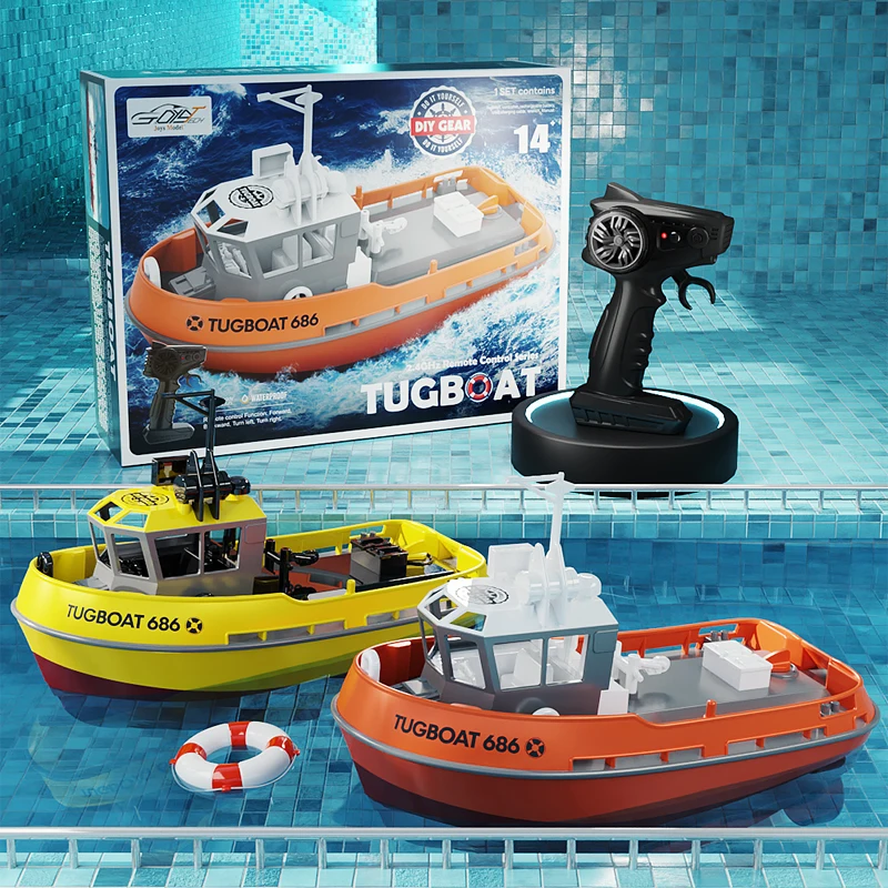 NEW 686 RC Boat 1/72 Powerful Dual Motor Wireless Radio Control Shipboat 2.4G Electric Remote Control Tugboat Model Toys for Boy - Image 4