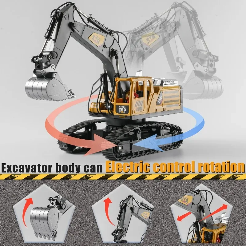 2.4G Remote Control Engineering Vehicle Toys for Boys 4WD Alloy Excavator Bulldozer Construction RC Car Toy Kids Christmas Gifts - Image 4