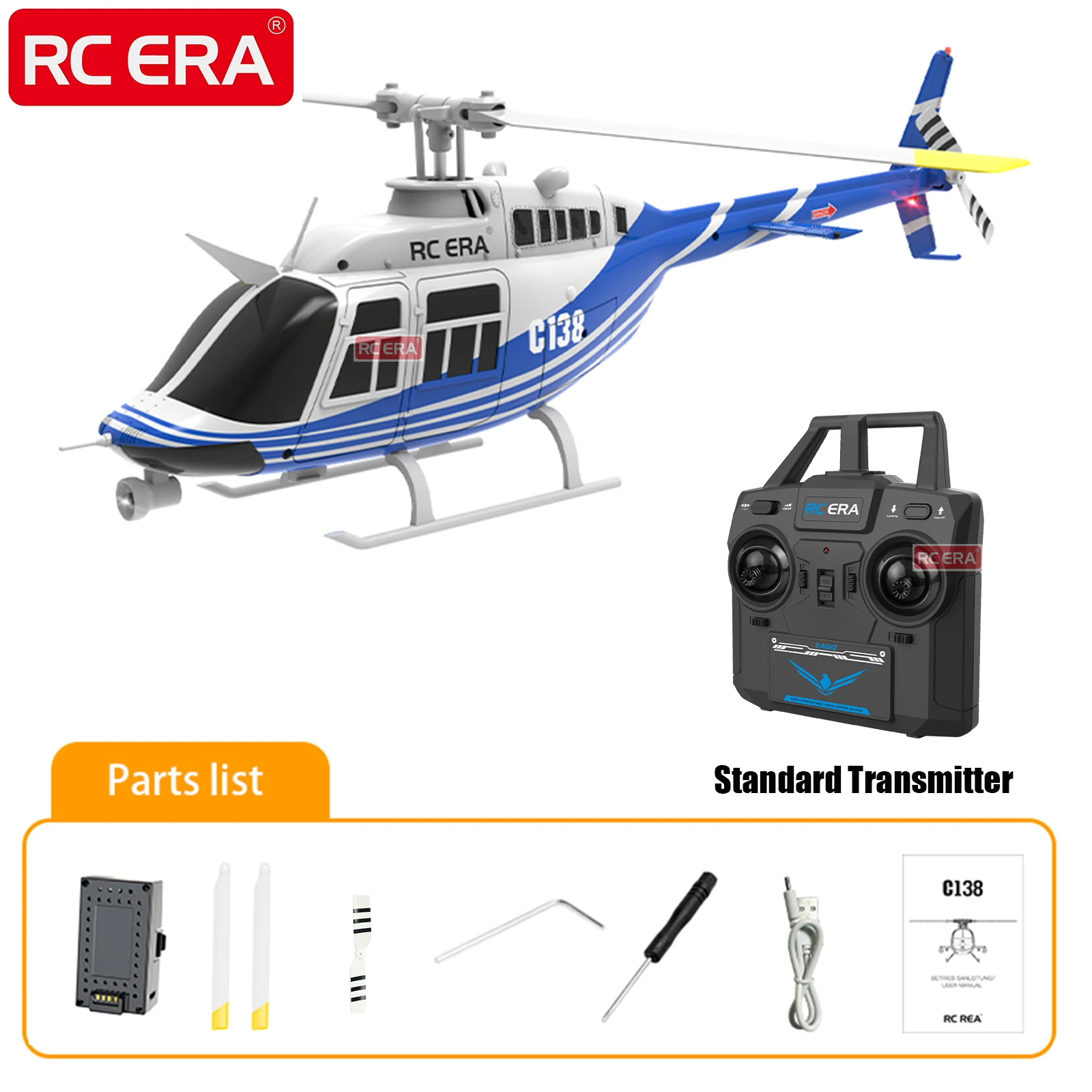 RC ERA C138 BELL 206 Jet Ranger 6-axis Gyro Stabilized Altitude Hold 4ch RC Helicopter Aircraft Hobby for Adults -RTF - Image 5