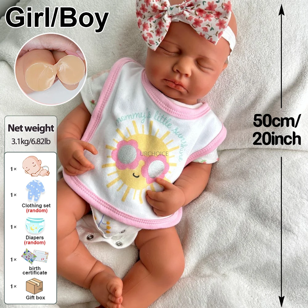 Artistic 20Inch Loulou Full Soft Silicone Reborn Baby Girl Lifelike Skin & Handmade Details Doll for Display Collectible Gift - Image 4