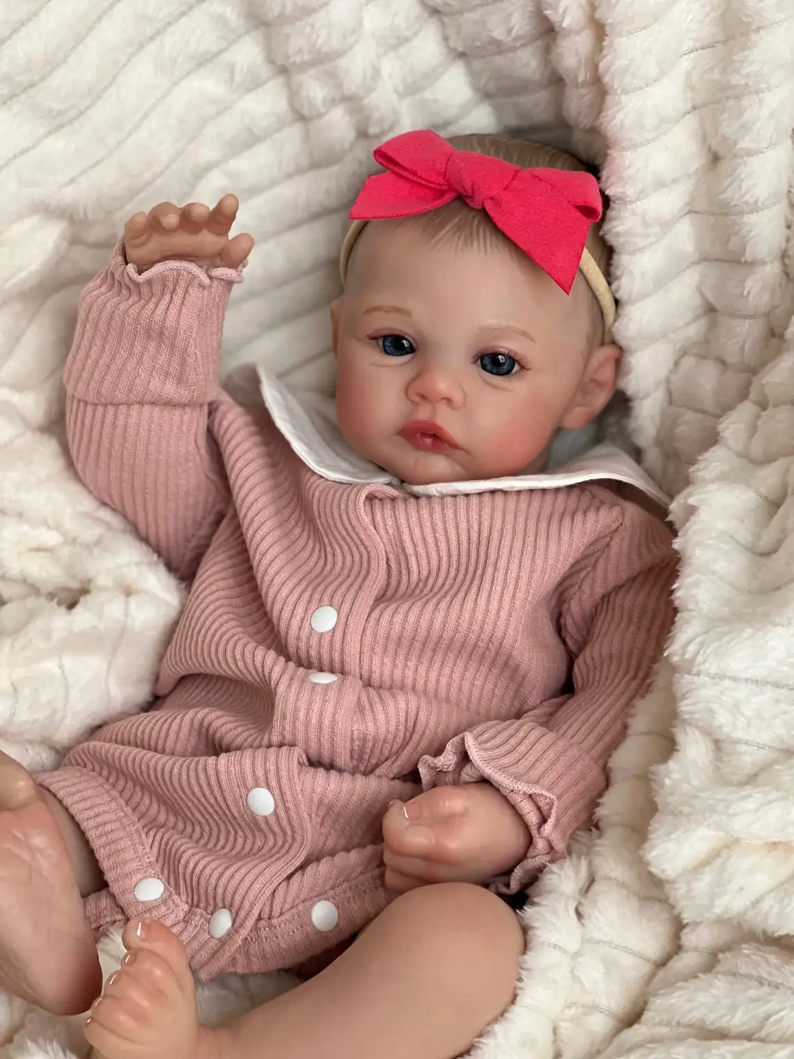 NPK 19inch Meadow Reborn Baby Doll Newborn Baby Size Real Picture Handmade 3D Skin Painted Hair Visible Veins - Image 5