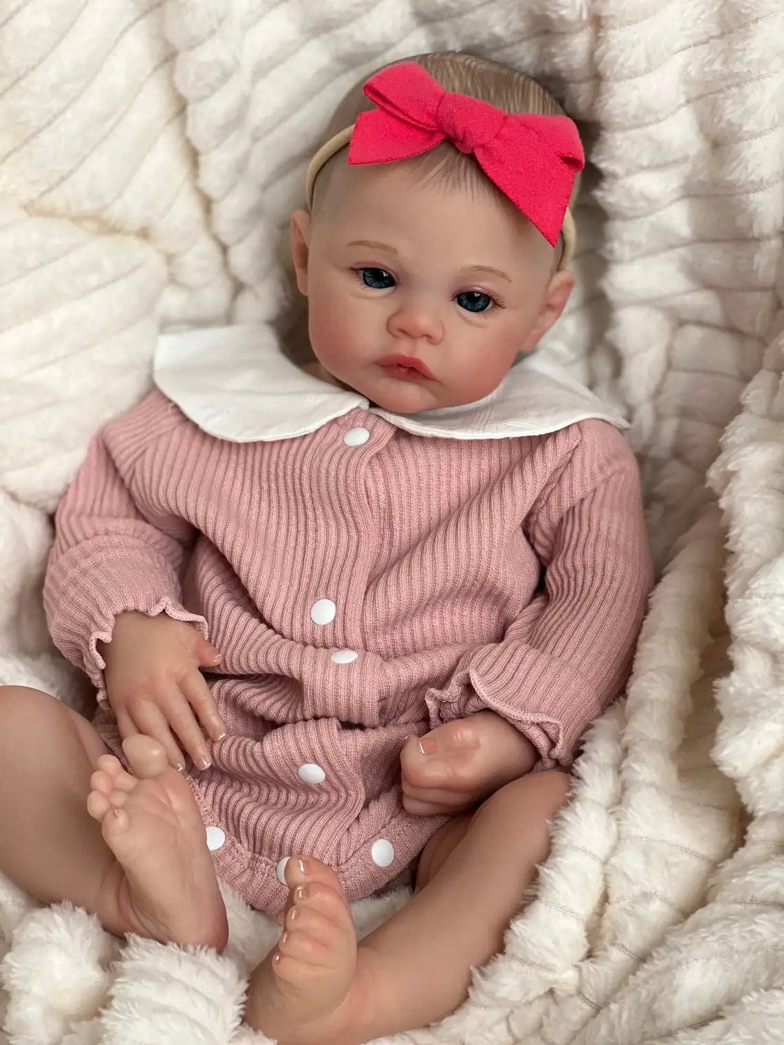 NPK 19inch Meadow Reborn Baby Doll Newborn Baby Size Real Picture Handmade 3D Skin Painted Hair Visible Veins