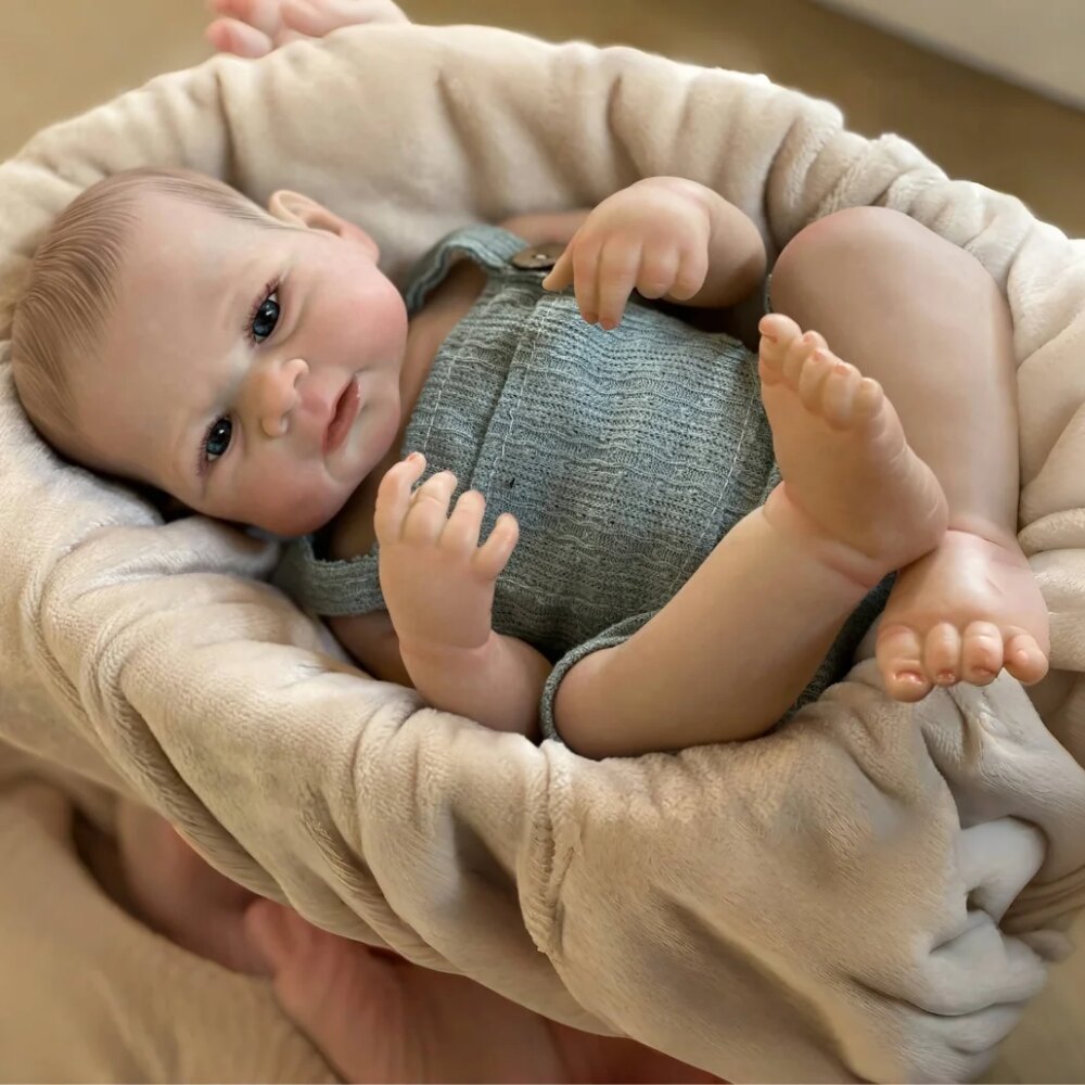 50cm Painted Elijah Bebe Reborn Boy With Full Body Silicone Vinyl Soft Touch Feeling Lifelike Real Newborn Baby Dolls