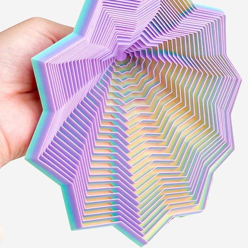 3D Printed Sensory Fidget Hexagon Fractal Star Finger Rotating Spiral Anti Stress Relief Toy Desktop Decompression Radish Tower - Image 6
