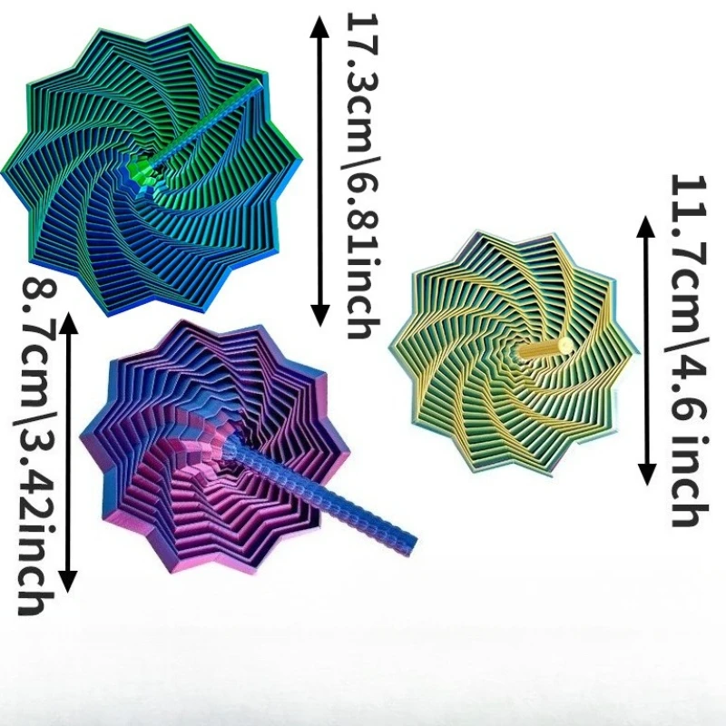3D Printed Sensory Fidget Hexagon Fractal Star Finger Rotating Spiral Anti Stress Relief Toy Desktop Decompression Radish Tower - Image 3