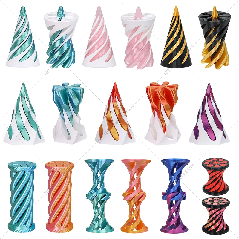 3D Printed Mini Spiral Cone Impossible Pyramid Passthrough Fidget Toy Stress Relief Screw Toys Christmas Tree Desktop Decoration