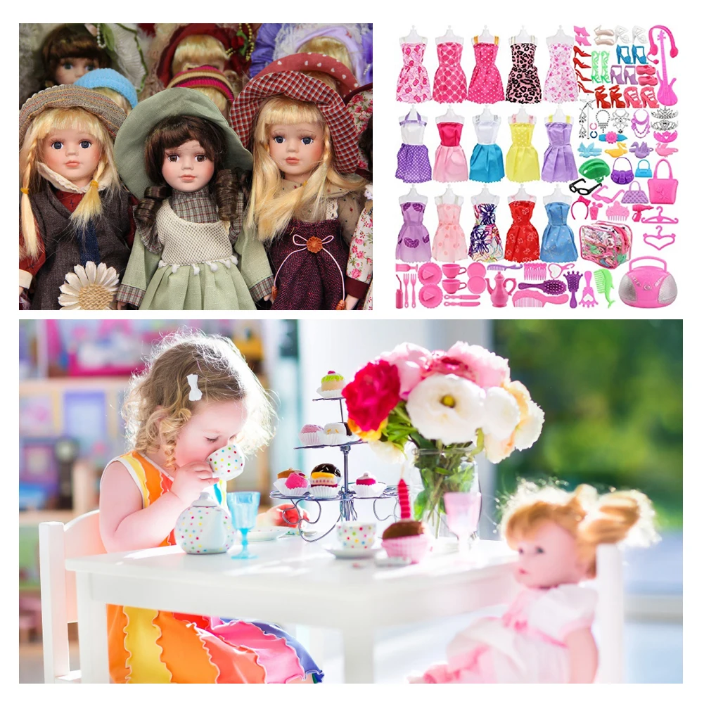 106 Pcs Fashion Outfits Daily Wear Shoes Casual Vest Shirt Skirt Pants Dress Dollhouse Accessories Clothes for Barbie Doll - Image 4