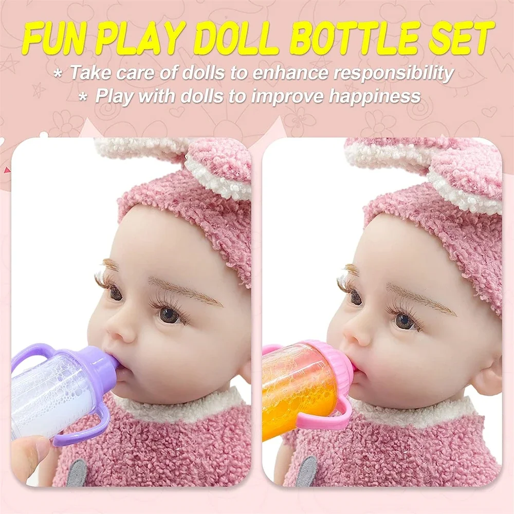 Large size Baby Doll Feeding Bottle Set Baby Care Toy Stroller 2pcs Milk And Juice Bottles With Toy Pacifier For Baby Dolls - Image 5