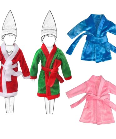 37 cm Christmas Doll Pajamas Night-robe Christmas Accessories For Babis & Red Boy Elf Doll Clothing Toy Christmas Gift Bathrobe