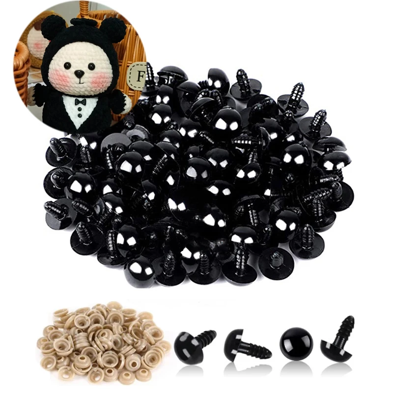 100pcs 5/6//7/8/9/10/12/14/18/20mm Plastic Safety Eyes For Toys Diy Mix Size Crochet Animal Eye For Doll toys Accessories