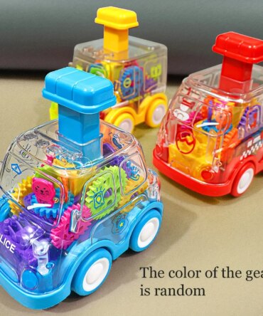 Baby Toy Cartoon Press Gear Car Toy Lnertia Pull-back Transparent Car Inertia Rebound Car Birthday Gifts for Kids Boys and Girls