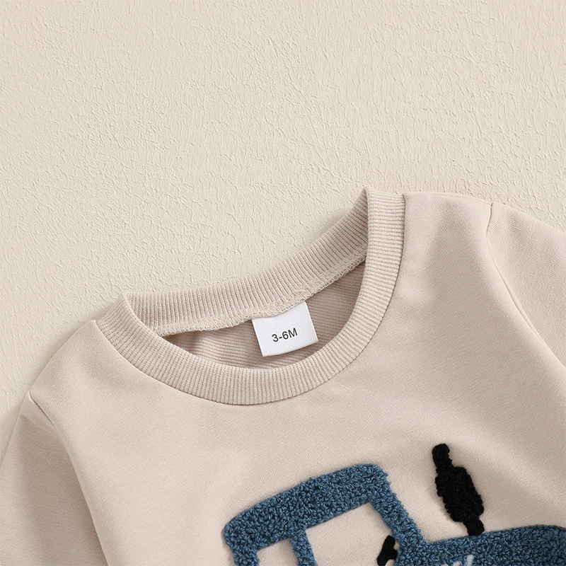 Citgeett Autumn Toddler Boy Outfits Embroidery Long Sleeve Sweatshirt Solid Pants Set Spring Fall Clothes - Image 5