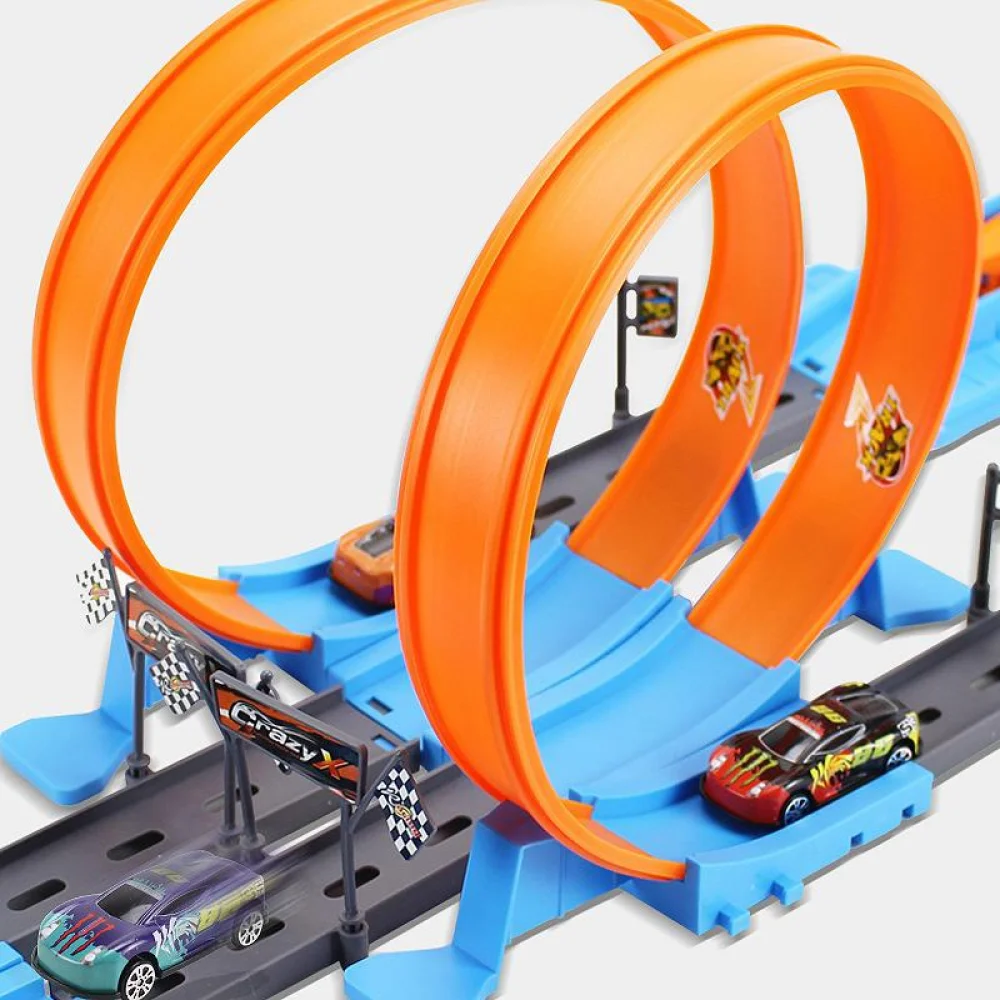 Stunt Speed Double Car Wheels Model Toys For Kids Racing Track Diy Assembled Rail Kits Educational Interactive Boy Children Toy - Image 4