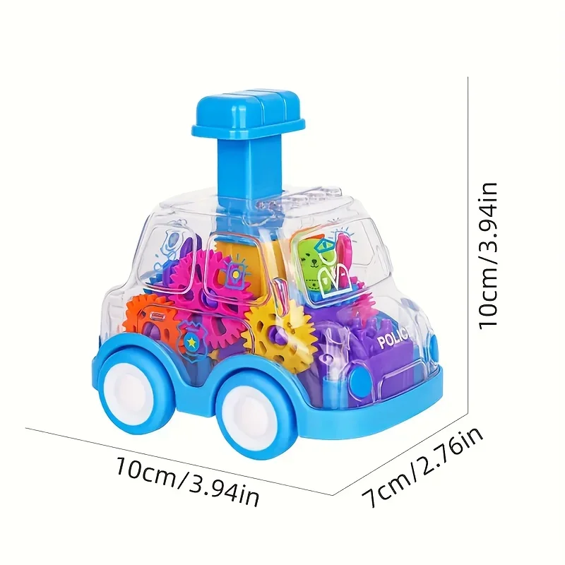 1pc Transparent Move Gear Car Press and Go Toy Car Cartoon Inertial Pull Back Cars Bus Toy Boy and Girl Gift - Image 6