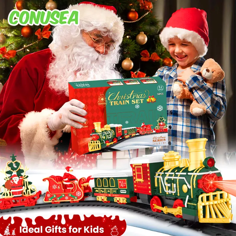 Electric Train Track Toy Car Christmas Gifts Classic Railway Locomotive Trucks Model Toys with Lights Music for Boys Girls kids - Image 2
