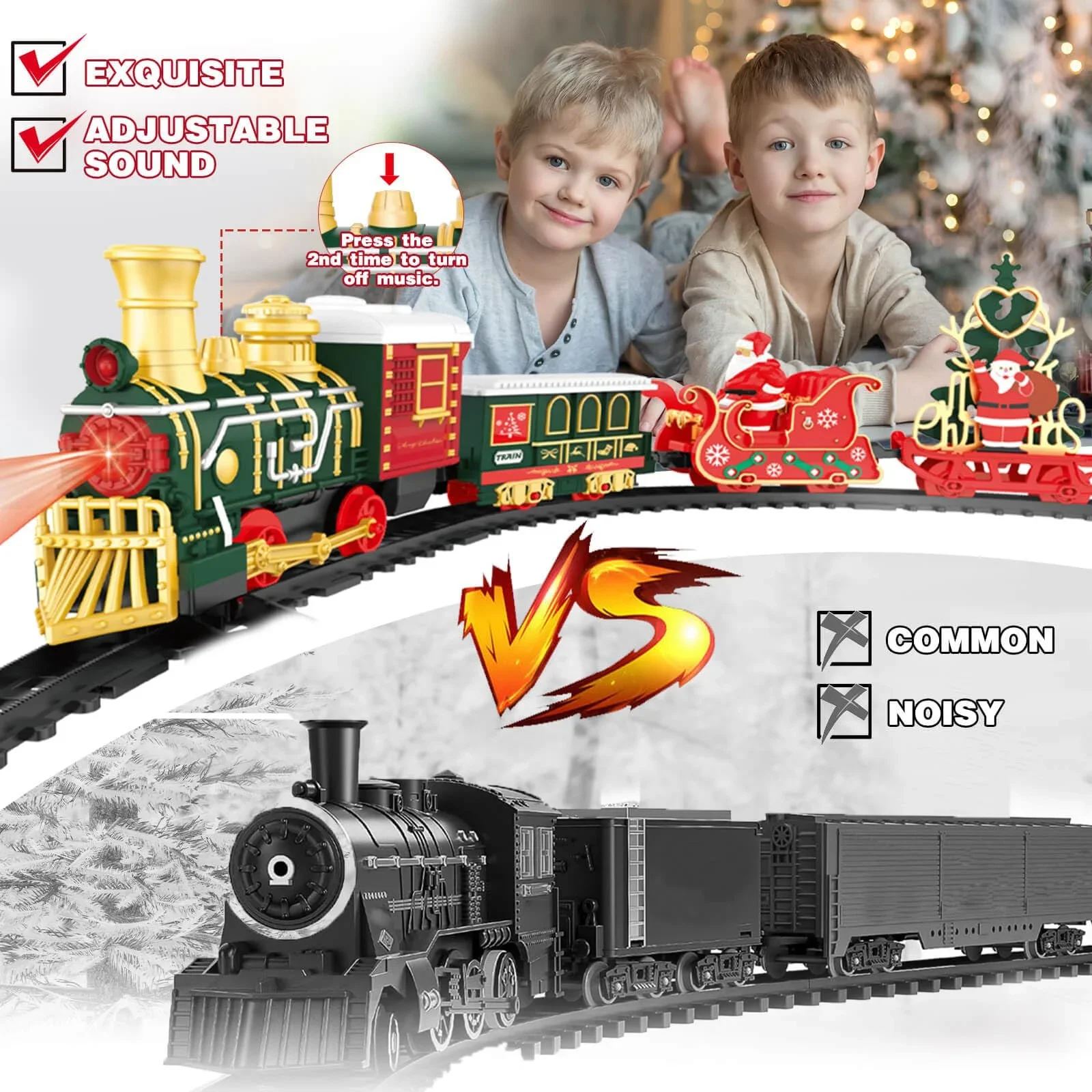 Electric Train Track Toy Car Christmas Gifts Classic Railway Locomotive Trucks Model Toys with Lights Music for Boys Girls kids - Image 4