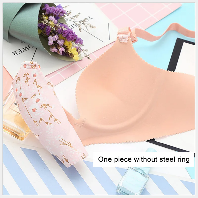Women Flower Print Seamless Bra Lingerie Floral Push Up Bras One-Piece Underwear - Image 5